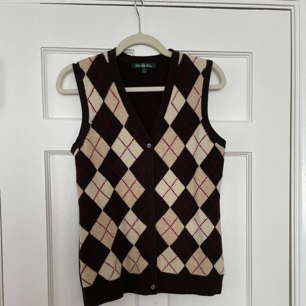 Brooks Brothers Brown Argyle Sweater Vest Size S